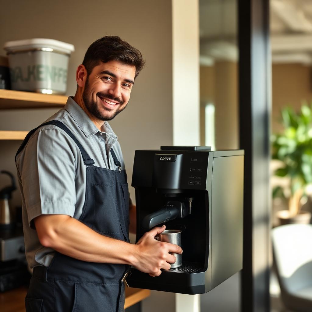 Sioux Falls office coffee service technician installing equipment